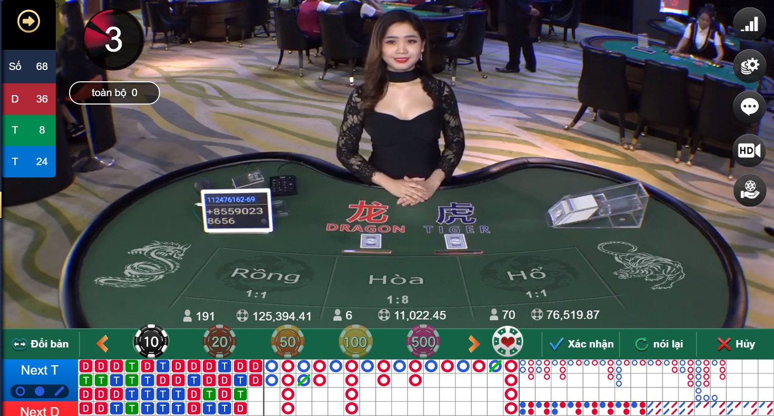 68 game bài Luật chơi của rồng hổ.