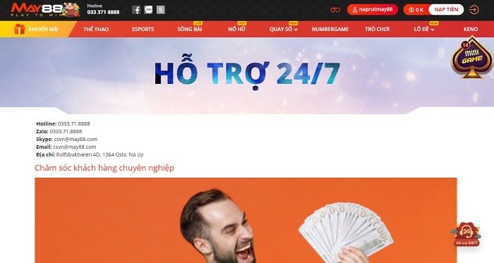 Đội ngũ chăm sóc khách hàng chuyên nghiệp tại May88