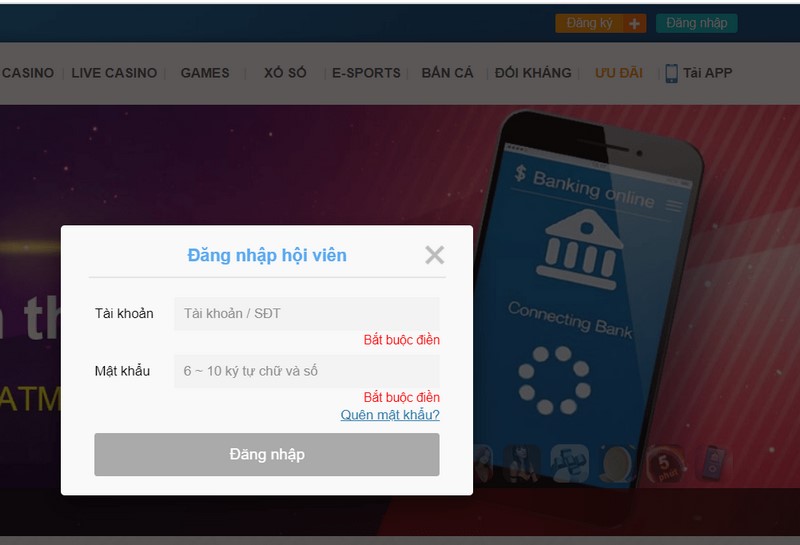 Bước đăng nhập thành viên đơn giản