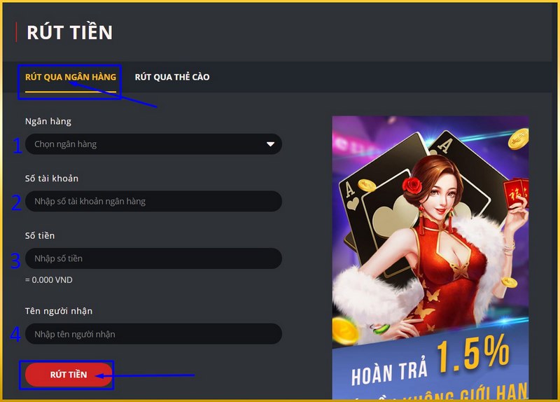 Rút tiền dễ dàng, nhanh chóng, tiện lợi 