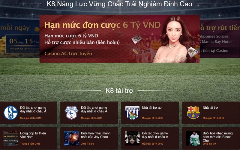68 game bài K8 là nhà cái uy tín, tài trợ cho rất nhiều cho đối tác trên toàn thế giới