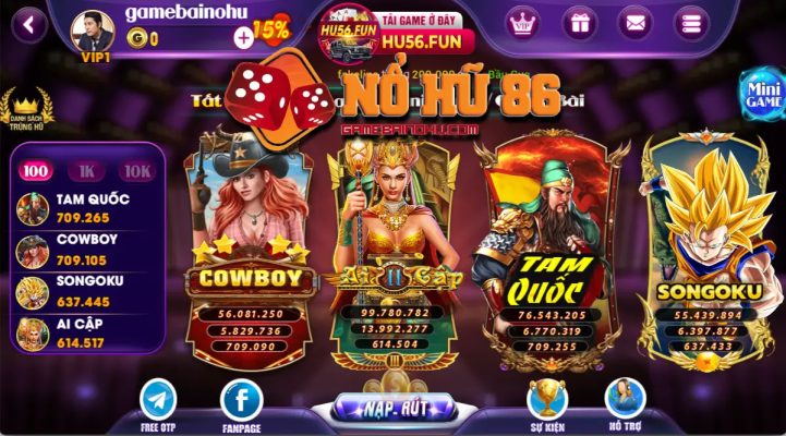 68 game bài Hu56 Fun có hệ thống game đa dạng