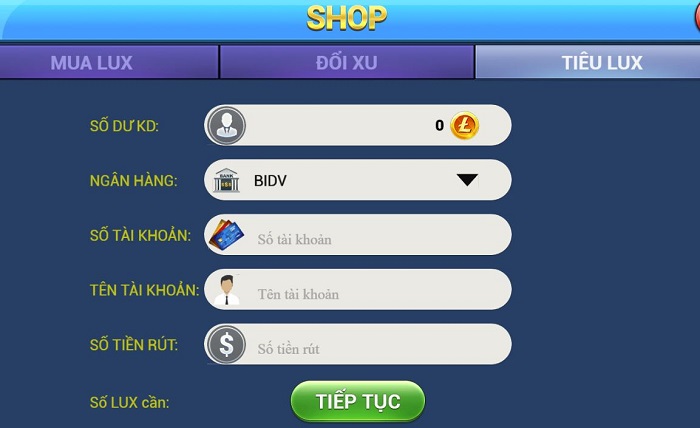 68 game bài Rút tiền tại LuxClub