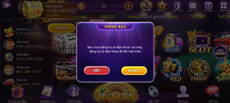 68 game bài Đăng ký số điện thoại chính chủ để được quyền rút tiền