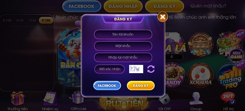 68 game bài Điền đầy đủ 4 mục để trống khi đăng ký tài khoản