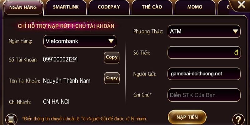 68 game bài Nạp tiền nhanh chóng, dễ thành công với 3 bước