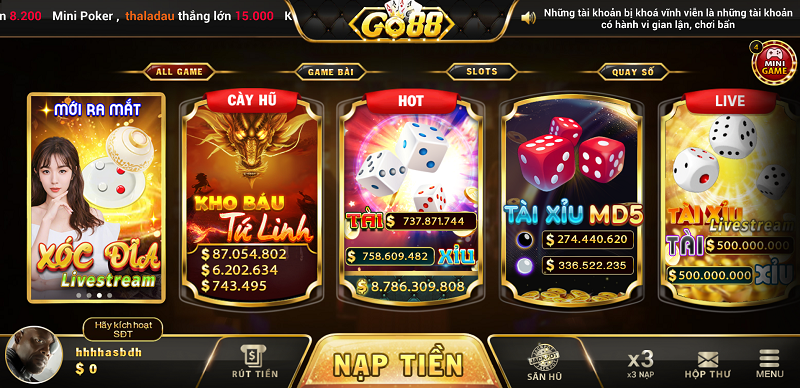 68 game bài Cổng game với kho game hấp dẫn nhiều bet thủ