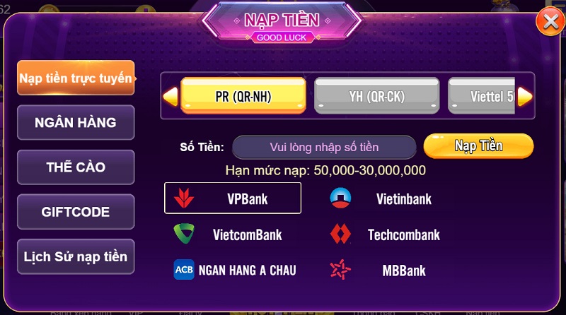 68 game bài Nạp tiền để có quyền trải nghiệm các tựa game