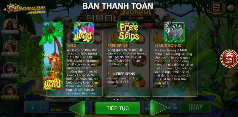 68 game bài Game Apes Go Wild slot cung cấp nhiều tính năng đặc biệt