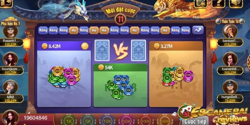 Đặt cược đúng rửa, rinh tiền Rồng hổ cực hấp dẫn