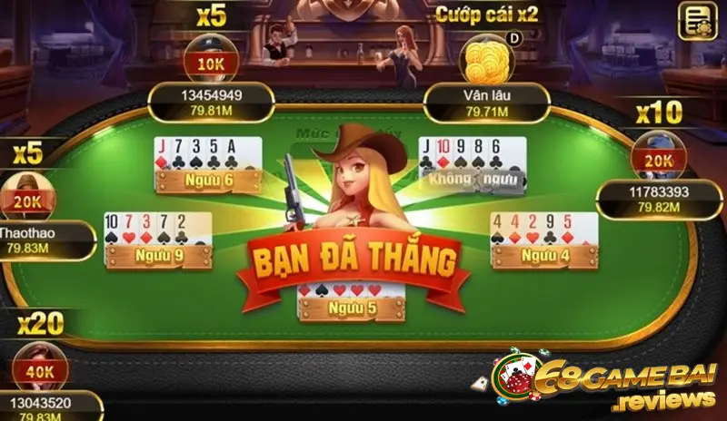 Ngưu ngưu cướp cái 68 game bài mô phỏng trò chơi nổi tiếng