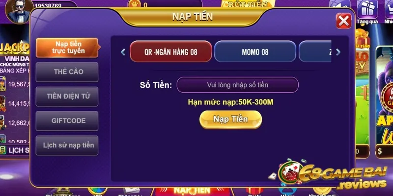 Các phương thức thanh toán tại 68 game bài